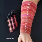 Emelie matte lip gloss palette A arm swatches shades 1 to 12