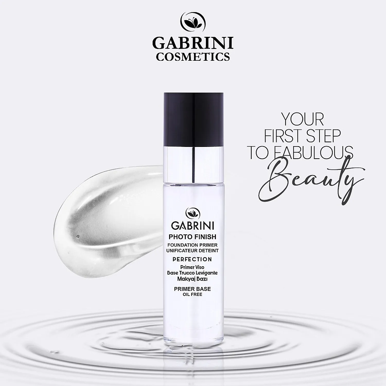 gabrini-primer-base-application Gabrini Primer Base applied on skin before foundation for smooth finish