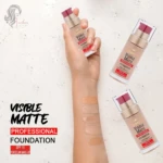 Gabrini Visible Matte Foundation swatches on arm showing coverage and finish