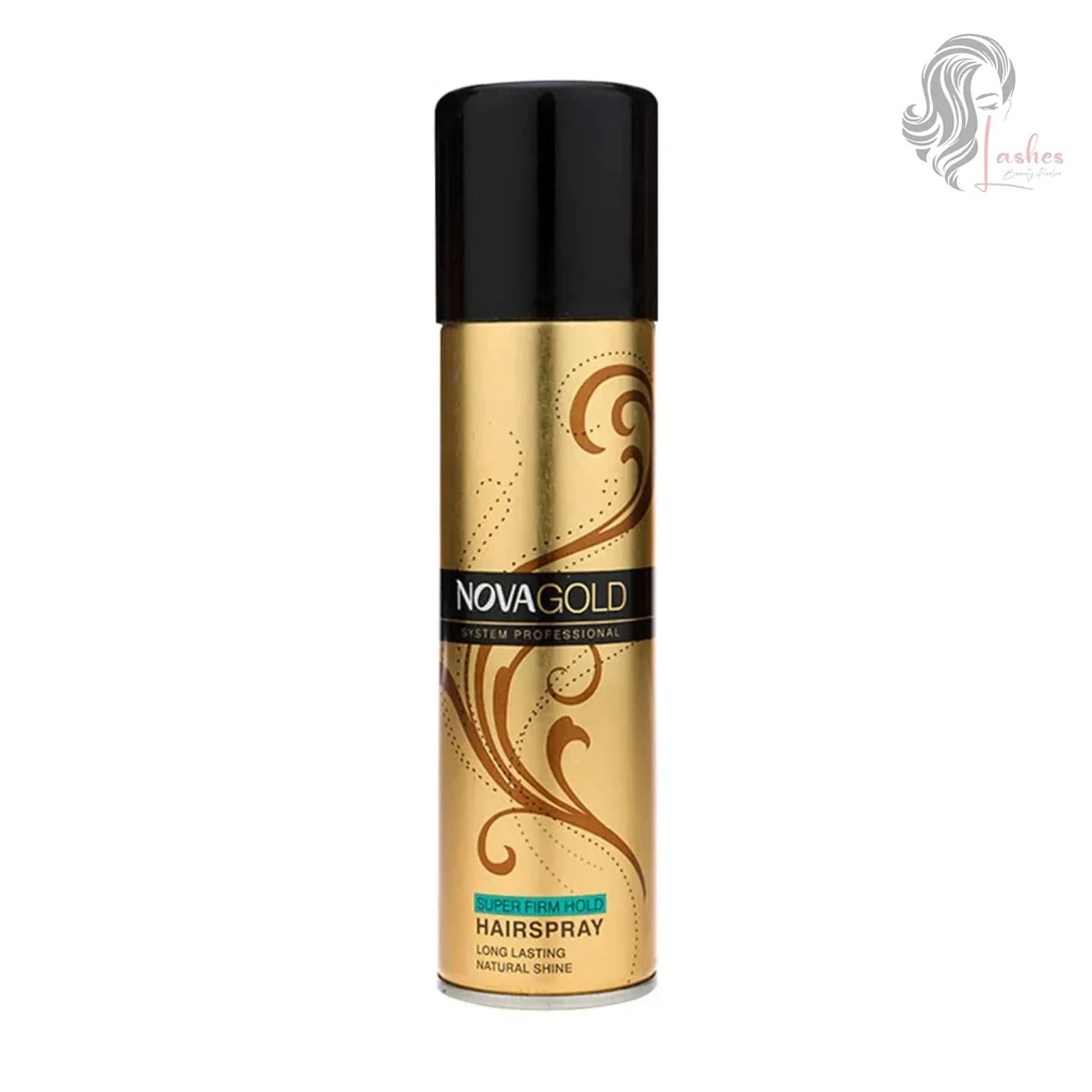 Nova Gold Super Firm Hold Hairspray can – long lasting natural shine professional hair styling product