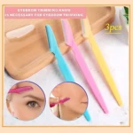 Demonstration of holding a Tinkle eyebrow razor at about 45 degrees for peach fuzz